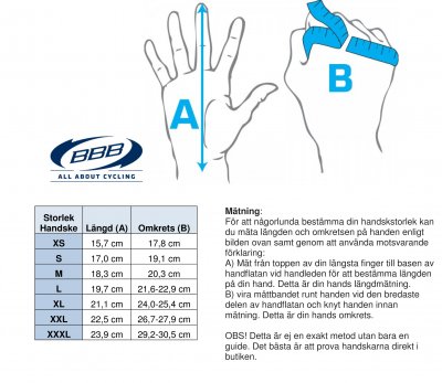 Zoom bild av BBB Storleksguide handskar